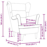 Armchair Dark Grey 74x84x100 cm Fabric - Extra Image