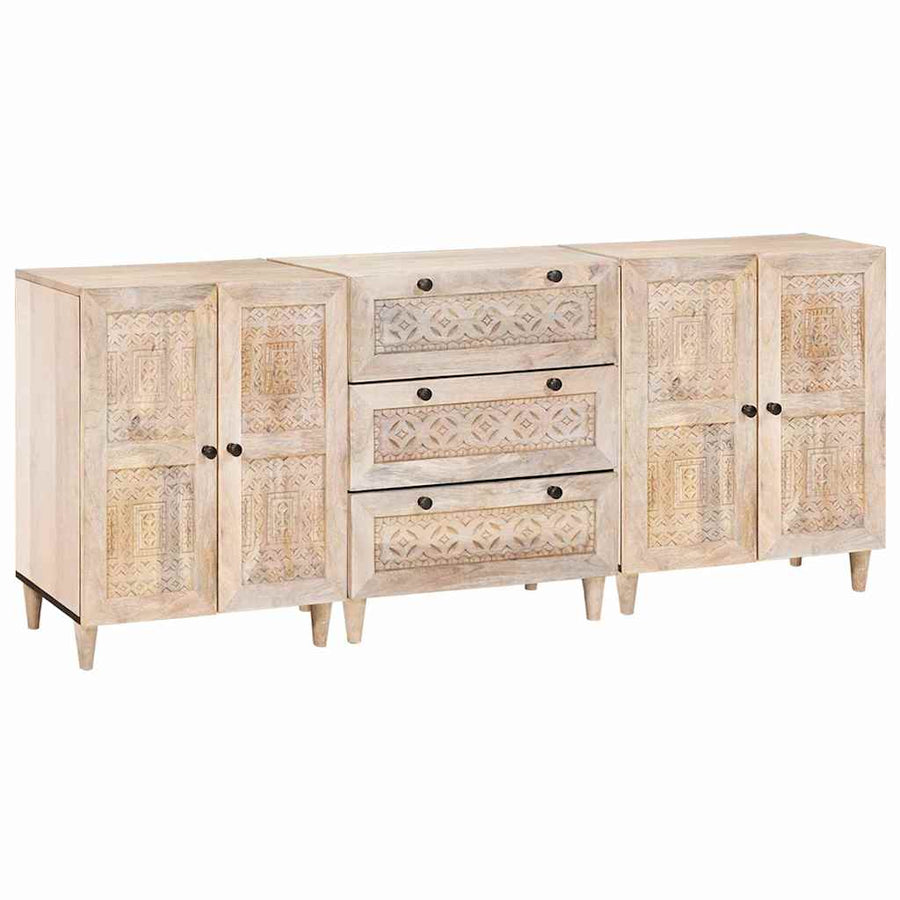 Sideboard 3 pcs 180 x 33.5 x 75 cm Solid mango wood White