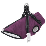 Dog Coat with Harness Waterproof Reflective Purple S