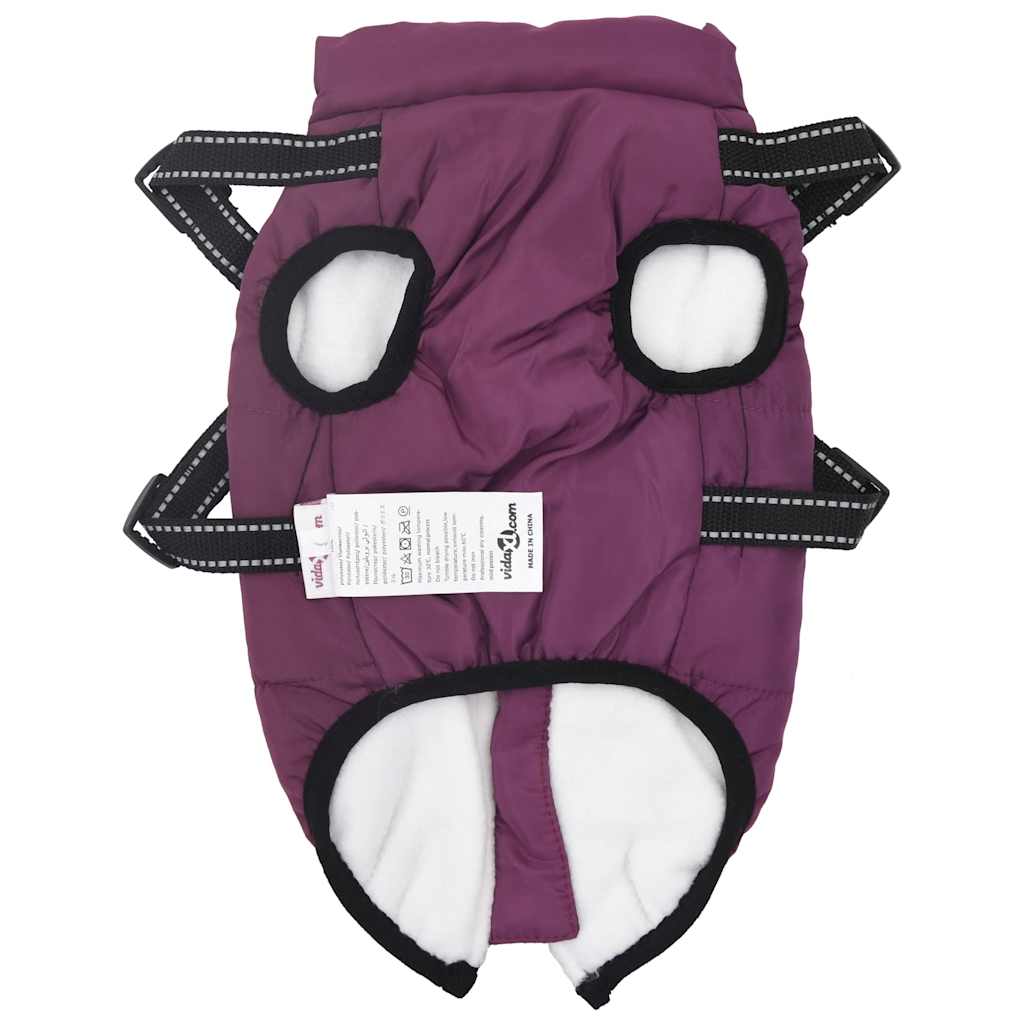 Dog Coat with Harness Waterproof Reflective Purple M