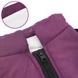 Dog Coat with Harness Waterproof Reflective Purple M - Close-Up Angle