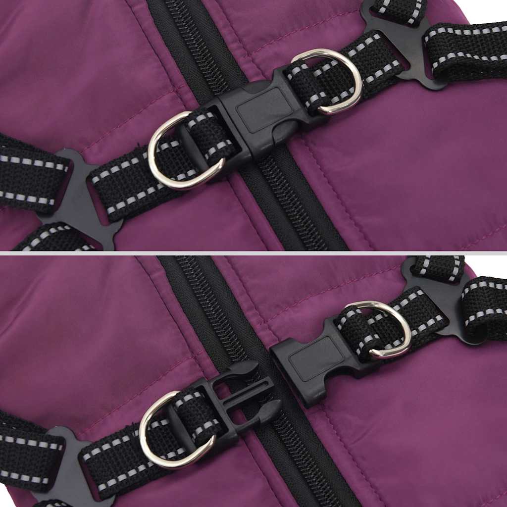 Dog Coat with Harness Waterproof Reflective Purple M