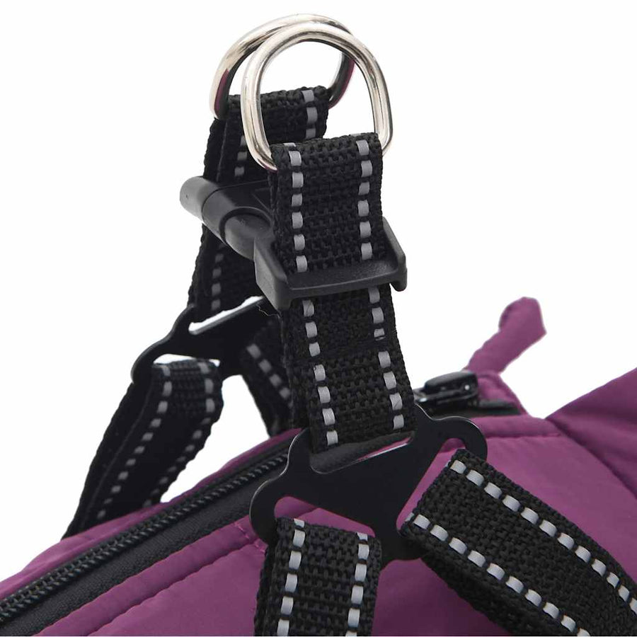 Dog Coat with Harness Waterproof Reflective Purple L