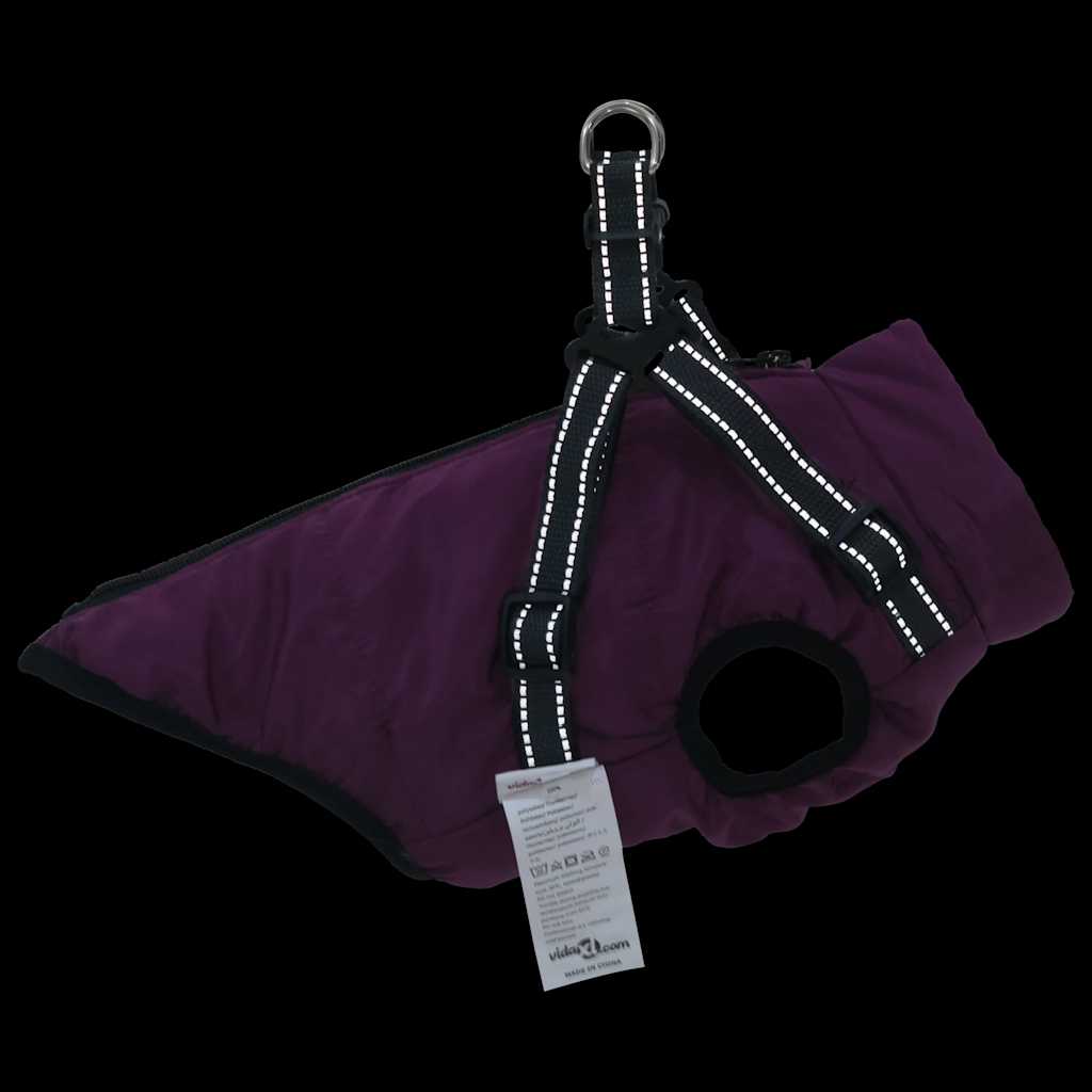 Dog Coat with Harness Waterproof Reflective Purple 2XL