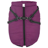 Dog Coat with Harness Waterproof Reflective Purple 3XL - Front View