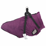 Dog Coat with Harness Waterproof Reflective Purple 3XL - Top-Down View