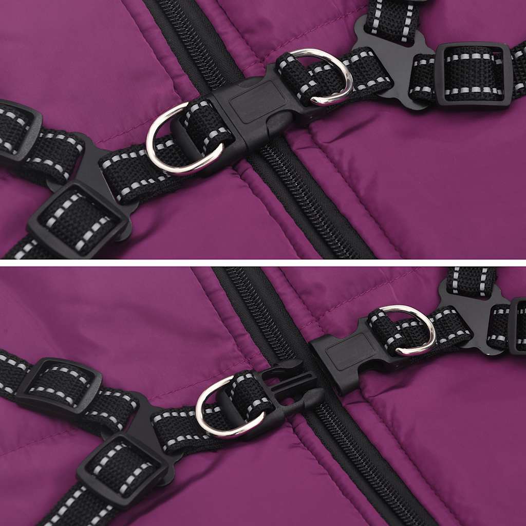 Dog Coat with Harness Waterproof Reflective Purple 3XL