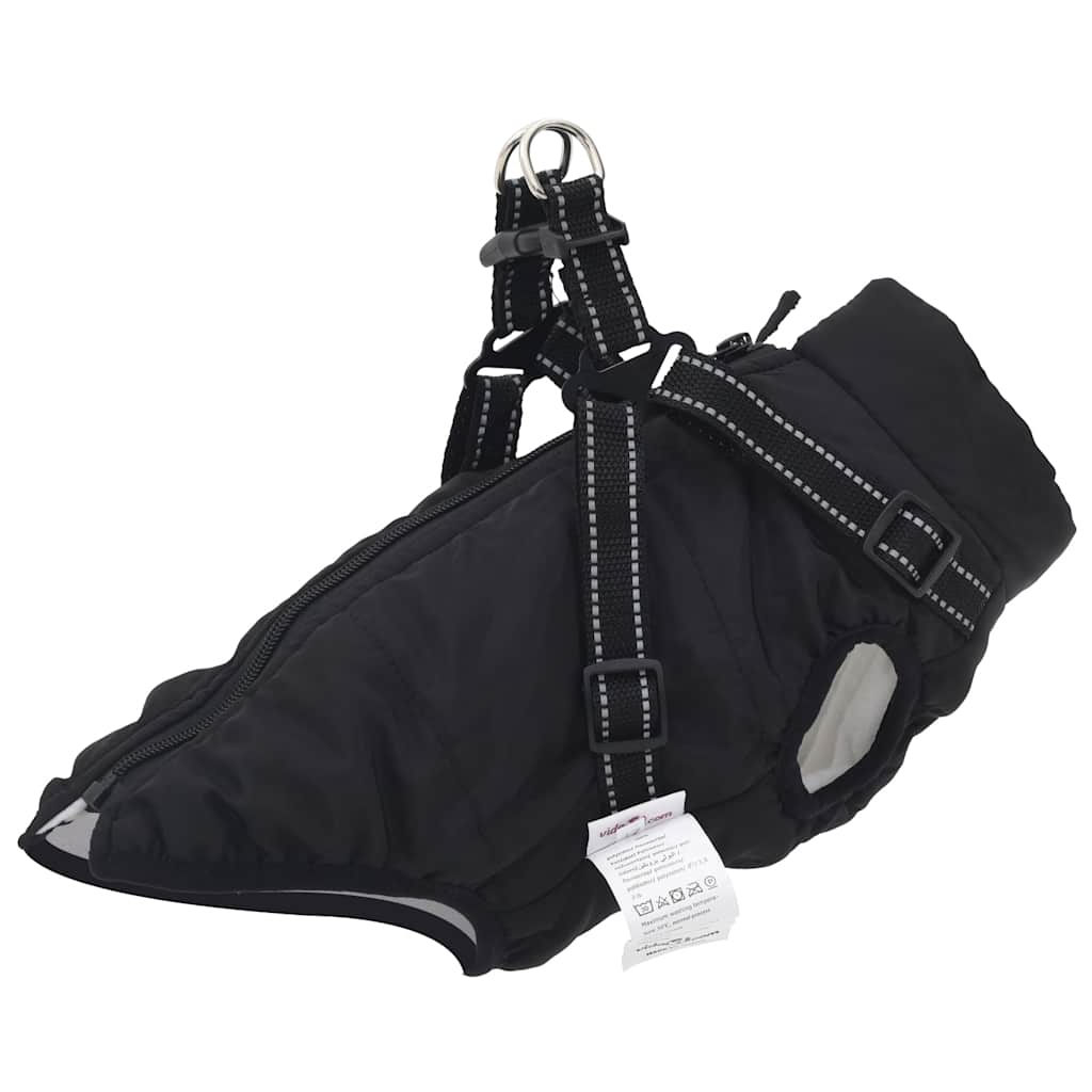 Dog Coat with Harness Waterproof Reflective Black S