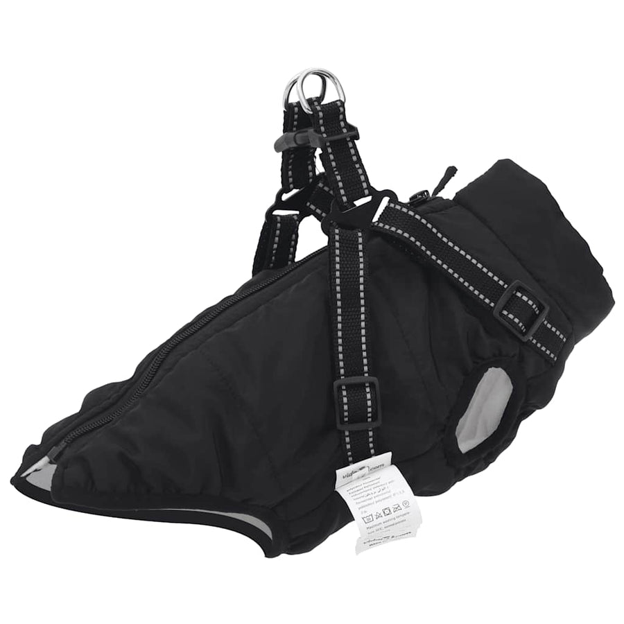 Dog Coat with Harness Waterproof Reflective Black M