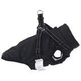 Dog Coat with Harness Waterproof Reflective Black L - Top-Down View