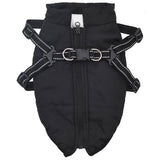 Dog Coat with Harness Waterproof Reflective Black XL - Front View