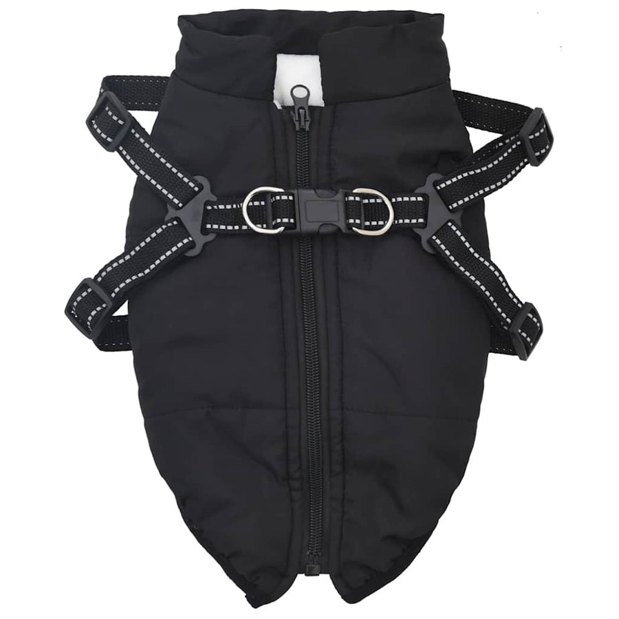 Dog Coat with Harness Waterproof Reflective Black XL