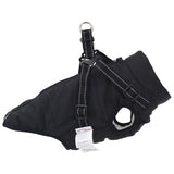 Dog Coat with Harness Waterproof Reflective Black XL - Top-Down View