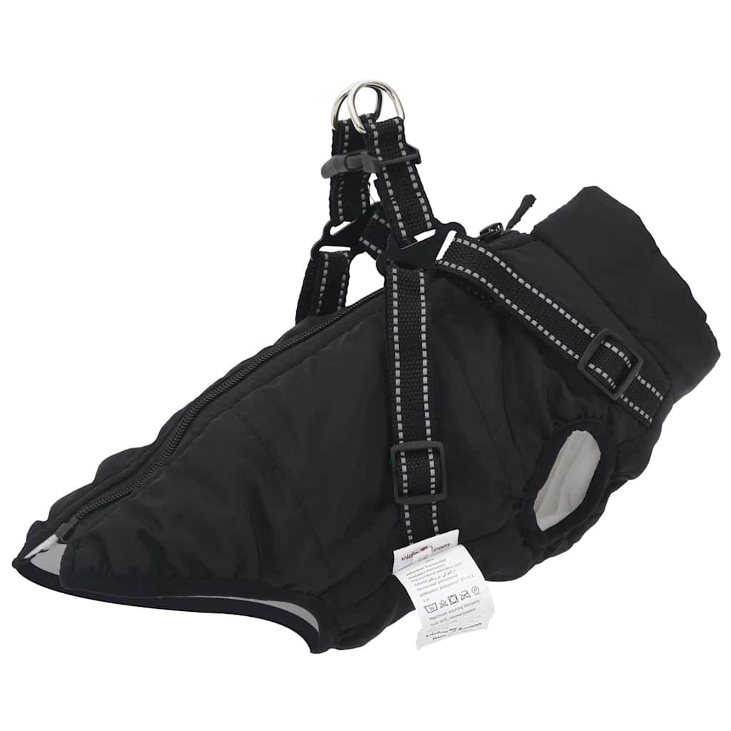 Dog Coat with Harness Waterproof Reflective Black 2XL