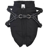 Dog Coat with Harness Waterproof Reflective Black 2XL - Front View