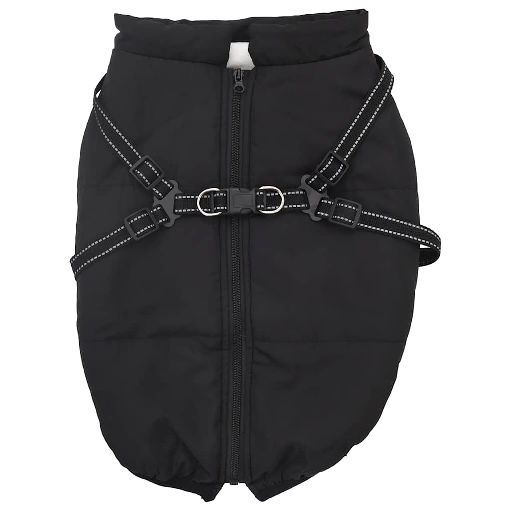 Dog Coat with Harness Waterproof Reflective Black 3XL
