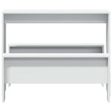 3 Piece Dining Table and Bench Set White Engineered Wood - Top-Down View