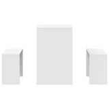 3 Piece Dining Table and Bench Set White Engineered Wood - 45-Degree Angle