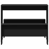 3 Piece Dining Table and Bench Set Black Engineered Wood - Top-Down View