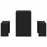 3 Piece Dining Table and Bench Set Black Engineered Wood - 45-Degree Angle