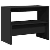 3 Piece Dining Table and Bench Set Black Engineered Wood - Close-Up Angle