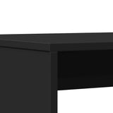3 Piece Dining Table and Bench Set Black Engineered Wood - Low Angle