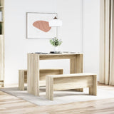 3 Piece Dining Table and Bench set Sonoma Oak Engineered Wood - Side View
