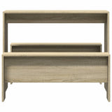 3 Piece Dining Table and Bench set Sonoma Oak Engineered Wood - Top-Down View