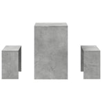 3 Piece Dining Table&Bench set Concrete Grey Engineered Wood