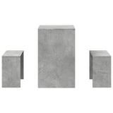 3 Piece Dining Table and Bench Set Concrete Grey Engineered Wood - 45-Degree Angle