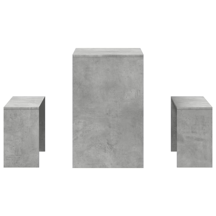 3 Piece Dining Table&Bench set Concrete Grey Engineered Wood
