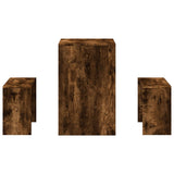 3 Piece Dining Table and Bench Set Smoked Oak Engineered Wood - 45-Degree Angle