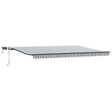 Manual Retractable Awning with LEDs Anthracite&White 500x300 cm - Front View