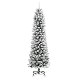 Artificial Slim Christmas Tree with Flocked Snow 120 cm PVC&PE - Front View