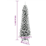 Artificial Slim Christmas Tree with Flocked Snow 150 cm PVC&PE - Low Angle