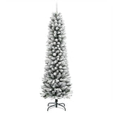 Artificial Slim Christmas Tree with Flocked Snow 180 cm PVC&PE