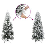 Artificial Slim Christmas Tree with Flocked Snow 180 cm PVC&PE - Side View