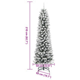 Artificial Slim Christmas Tree with Flocked Snow 210 cm PVC&PE - Low Angle