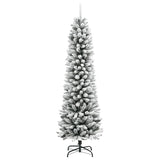 Artificial Slim Christmas Tree with Flocked Snow 240 cm PVC&PE - Front View