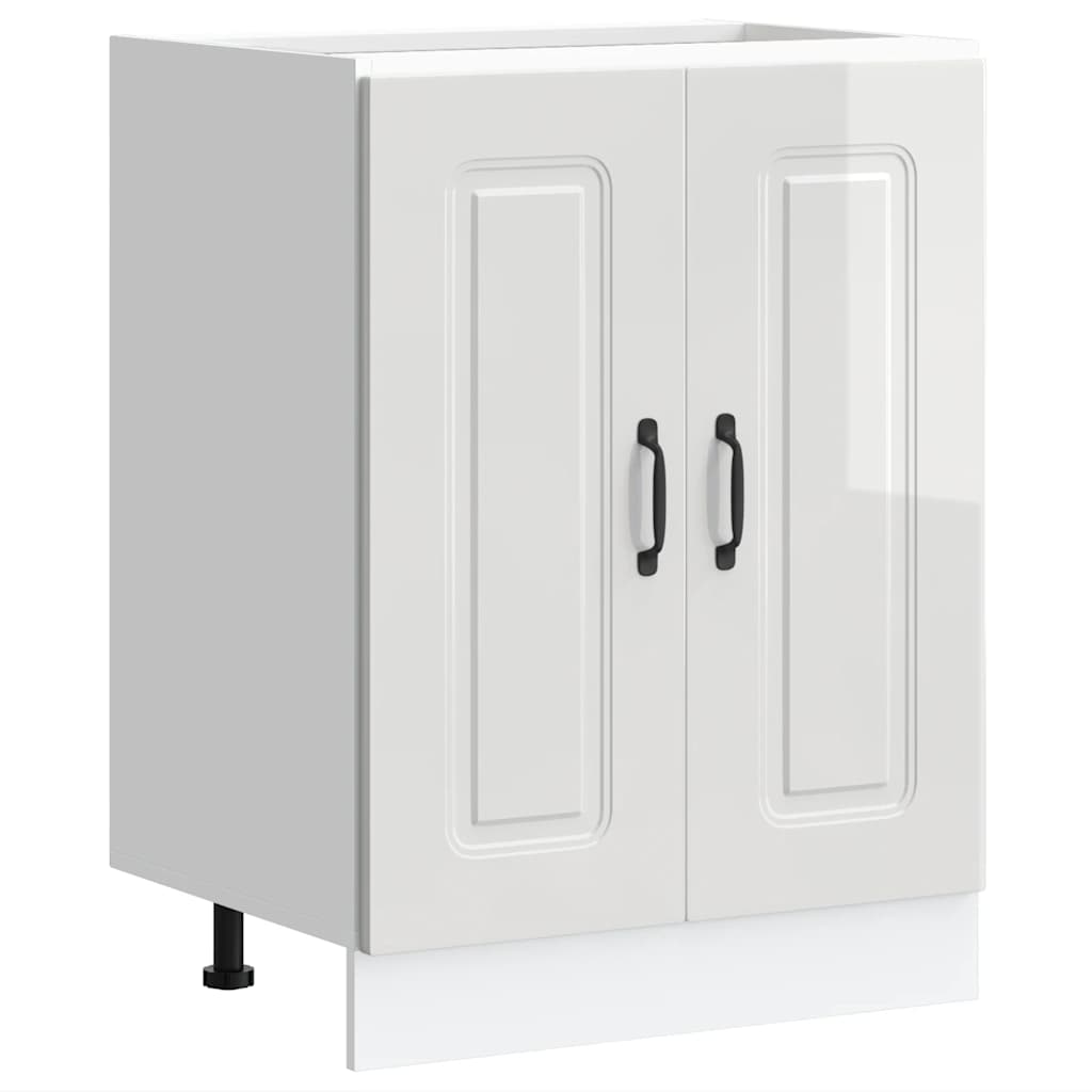 Sink Base Cabinet "Kalmar" High Gloss White 60x46x81,5 cm Engineered Wood