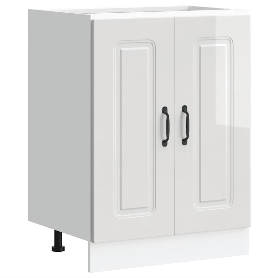 Sink Base Cabinet "Kalmar" High Gloss White 60x46x81.5 cm