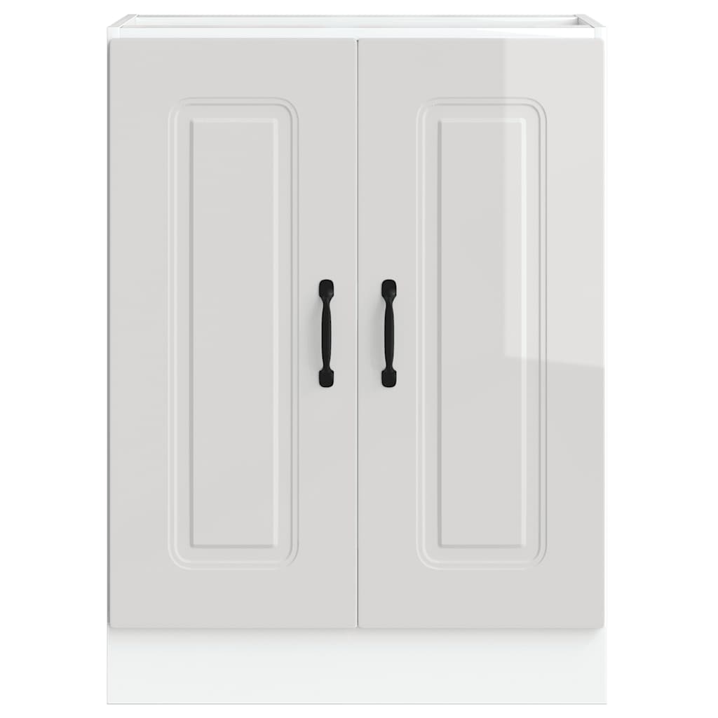 Sink Base Cabinet "Kalmar" High Gloss White 60x46x81,5 cm Engineered Wood