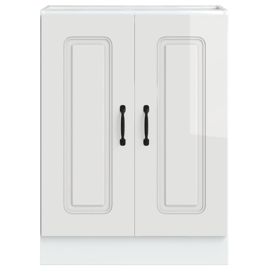 Sink Base Cabinet "Kalmar" High Gloss White 60x46x81.5 cm