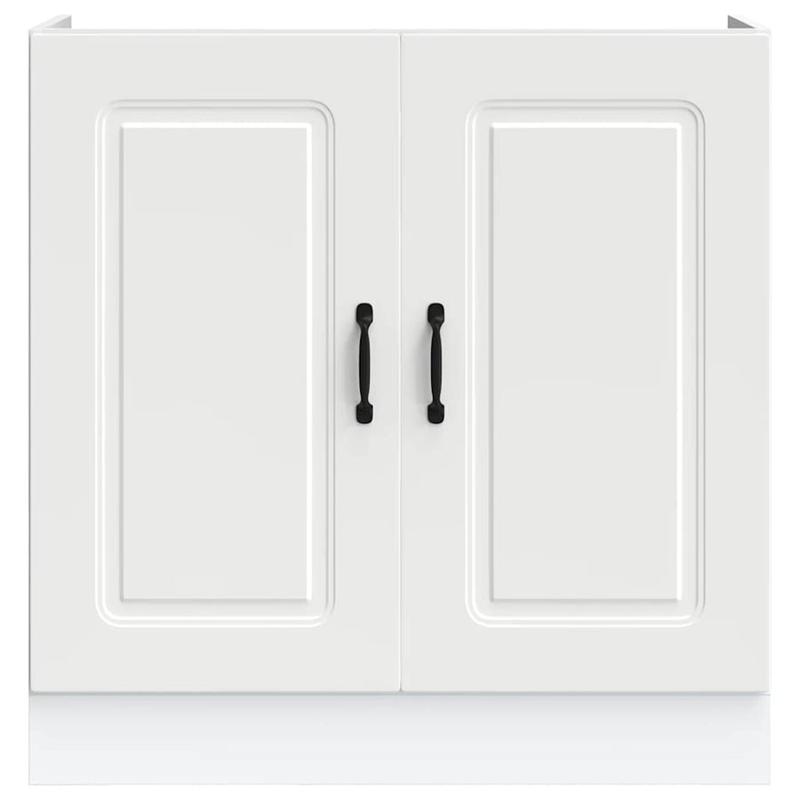 Sink Base Cabinet Kalmar White 80x46x81.5 cm Engineered Wood
