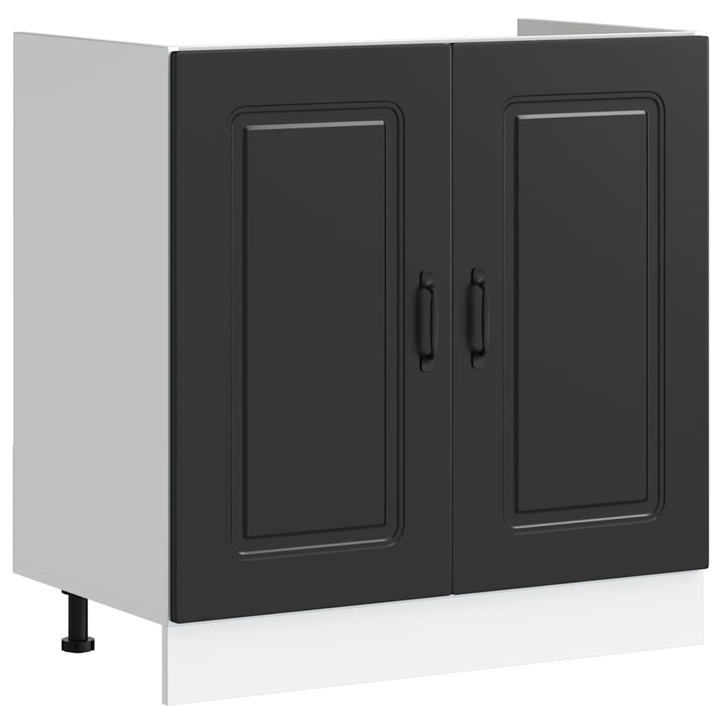 Sink Base Cabinet "Kalmar" Black 80x46x81,5 cm Engineered Wood
