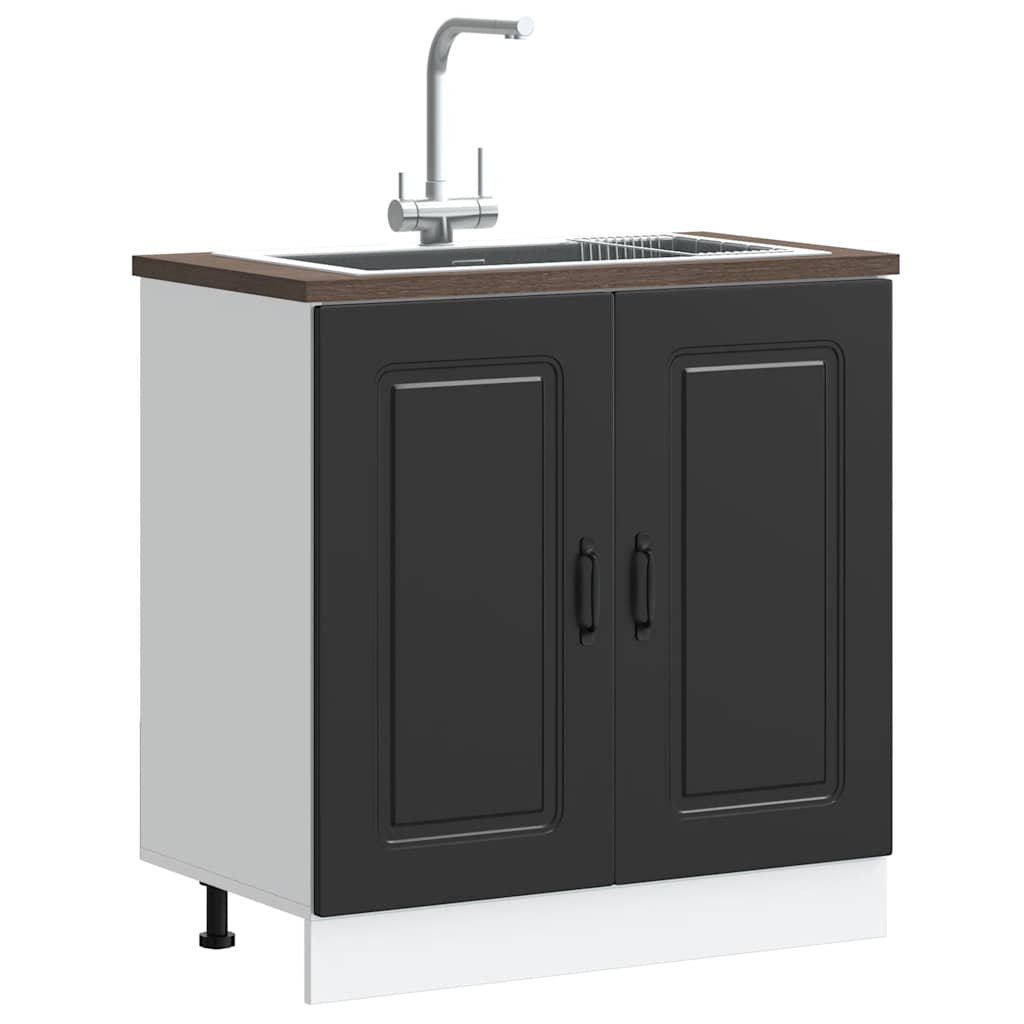 Sink Base Cabinet "Kalmar" Black 80x46x81,5 cm Engineered Wood