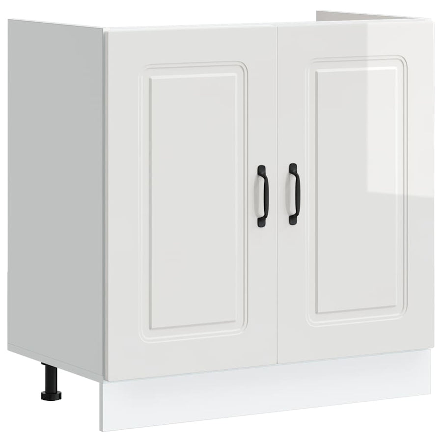 Sink Base Cabinet "Kalmar" High Gloss White 80x46x81.5 cm