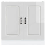 Sink Base Cabinet "Kalmar" High Gloss White 80x46x81,5 cm Engineered Wood