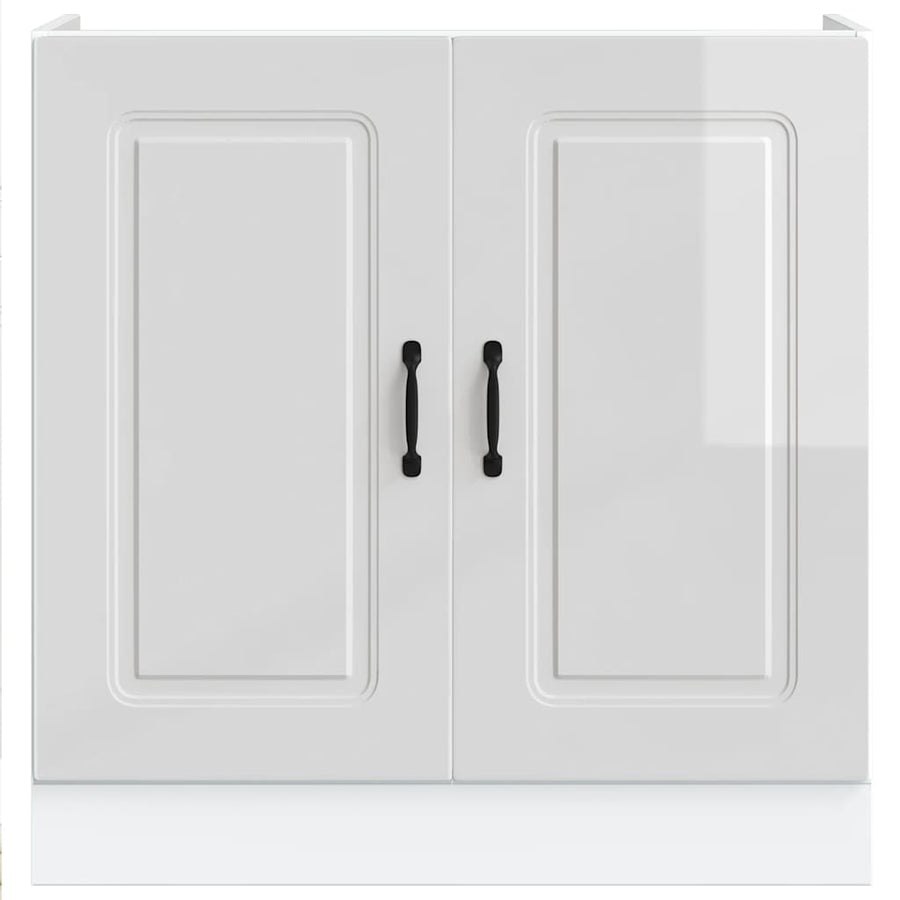 Sink Base Cabinet "Kalmar" High Gloss White 80x46x81.5 cm