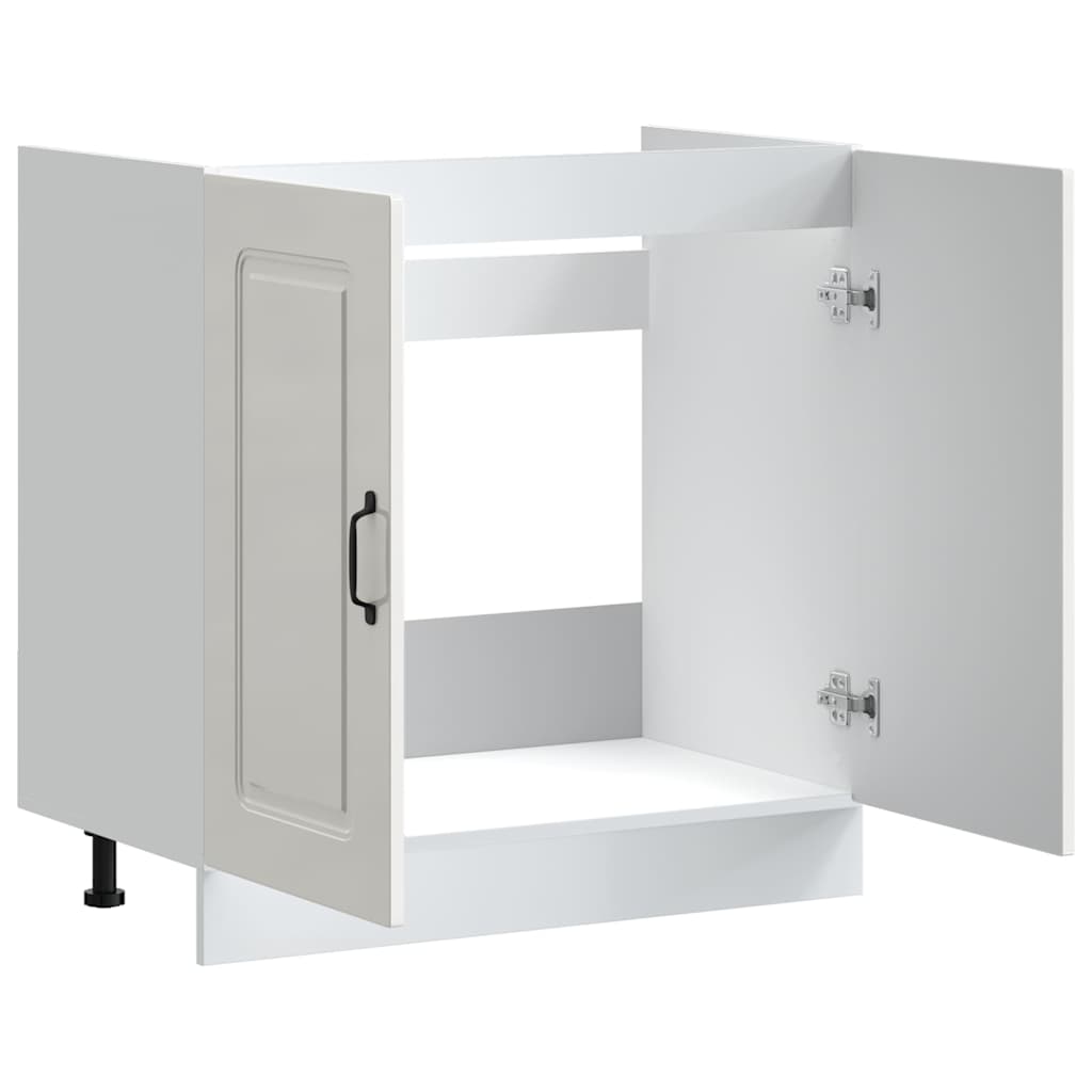 Sink Base Cabinet "Kalmar" High Gloss White 80x46x81,5 cm Engineered Wood
